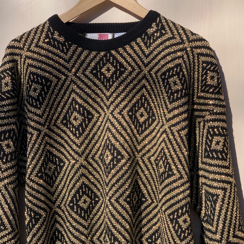 Gold and Black Geometic Sweater/Sweater Dress - Picture 6 of 6